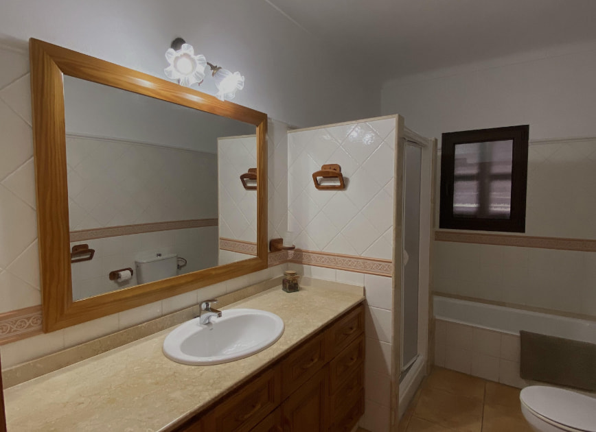 Bathroom with washbasin, shower and bath